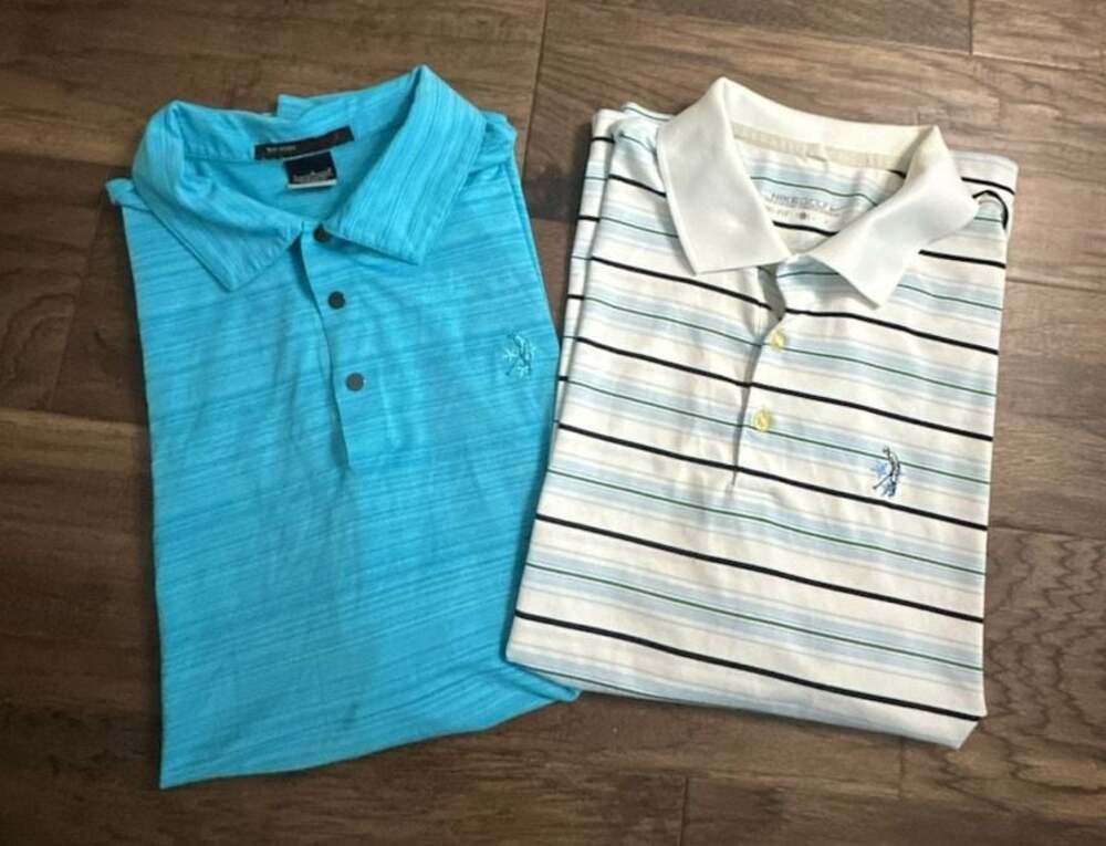 Lot of 2 Nike Golf Tiger Woods Collection Men's Dri-FIT Polo Shirts